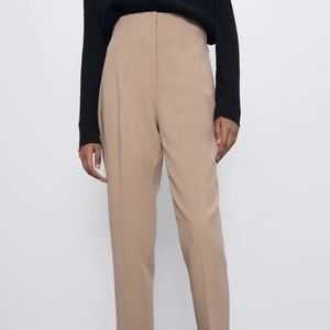 Zara Beige Camel High waisted dress pants trousers